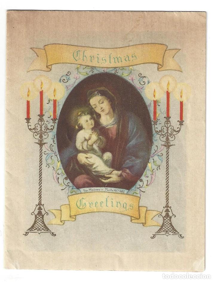Coleccionismo: FELICITACI&Oacute;N NAVIDAD.- CHRISTMAS GREETINGS. THE MADONNA. MURILLO. MADE IN USA- 1940