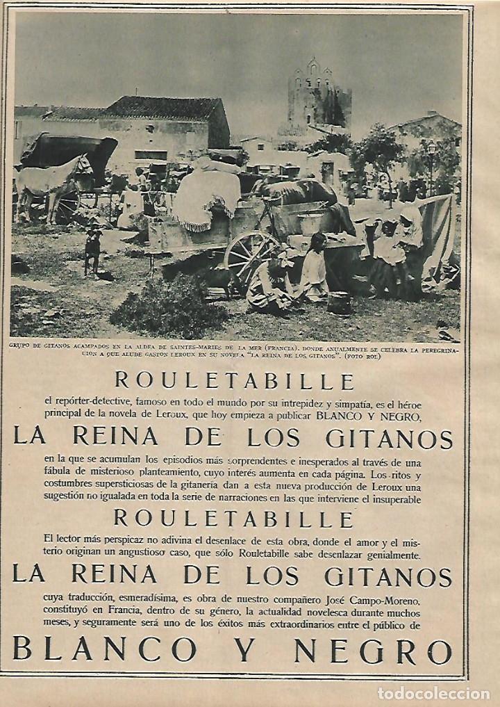 Colecionismo: 1925 RECORTE PRENSA PUBLICIDAD NOVELA LA REINA DE LOS GITANOS SAINTES MARIES DE LA MER PEREGRINACION