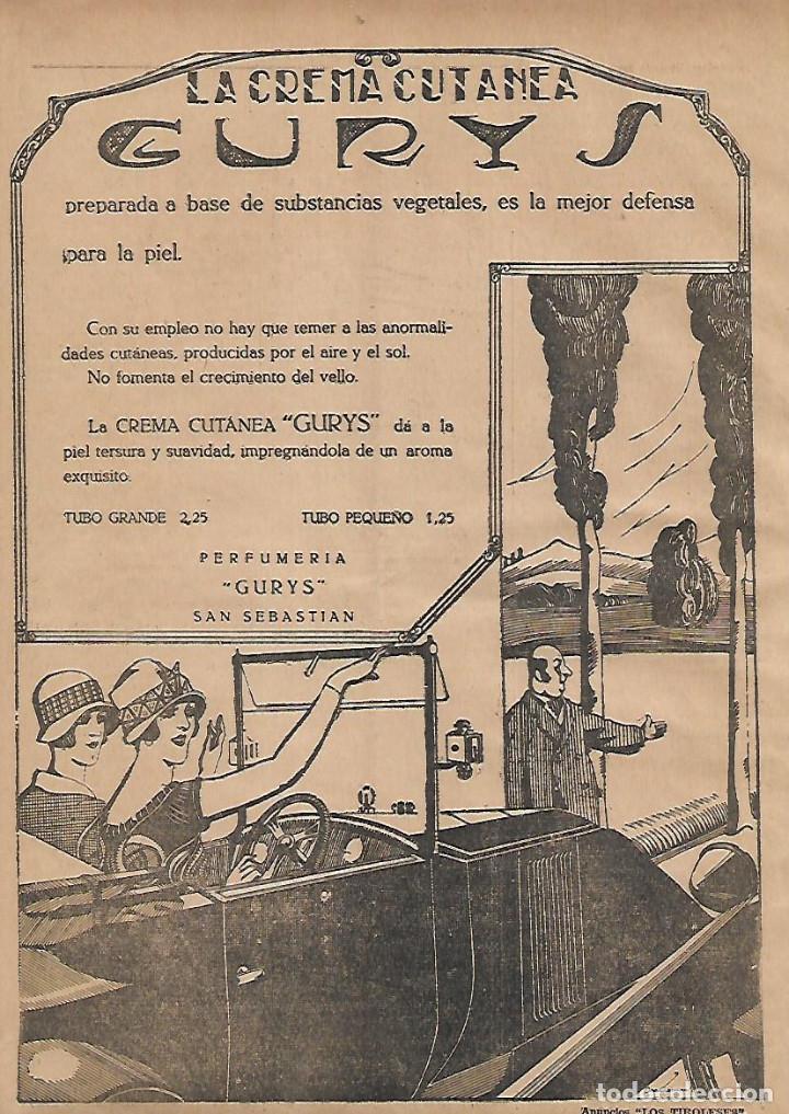 Sammelleidenschaft Papier: A&Ntilde;O 1925 RECORTE PRENSA PUBLICIDAD COSMETICA CREMA CUTANEA CUTIS GURYS PERFUMERIA SAN SEBASTIAN