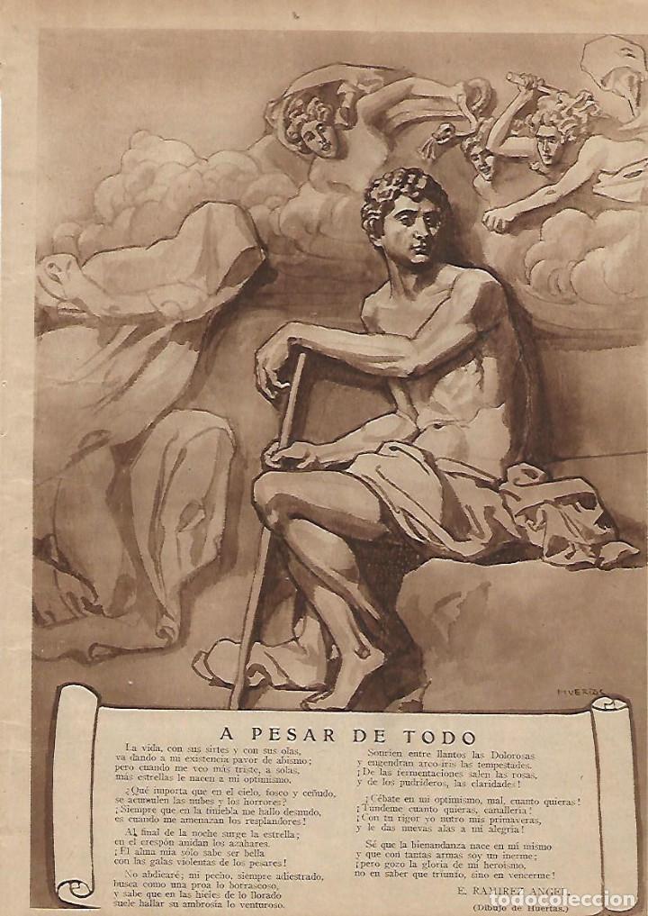 Collezionismo: A&Ntilde;O 1925 RECORTE PRENSA POESIA A PESAR DE TODO POR RAMIREZ ANGEL DIBUJO DE HUERTAS
