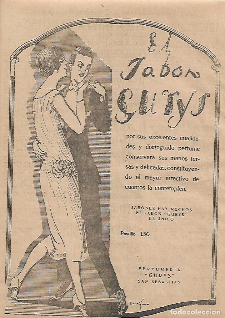 Colecionismo: A&Ntilde;O 1925 RECORTE PRENSA PUBLICIDAD JABON GURYS PERFUMERIA GURYS SAN SEBASTIAN ANUNCIO LOS TIROLESES