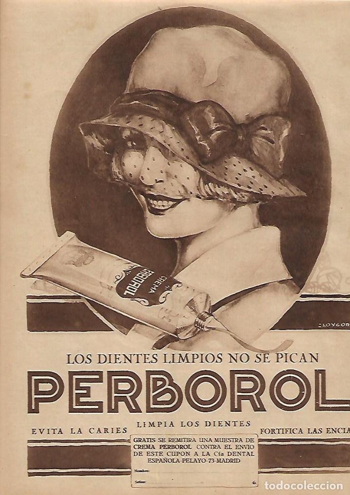 Collectionnisme: A&Ntilde;O 1925 RECORTE PRENSA PUBLICIDAD PERBOROL CREMA DENTAL DENTIFRICO COMPA&Ntilde;IA DENTAL ESPA&Ntilde;OLA
