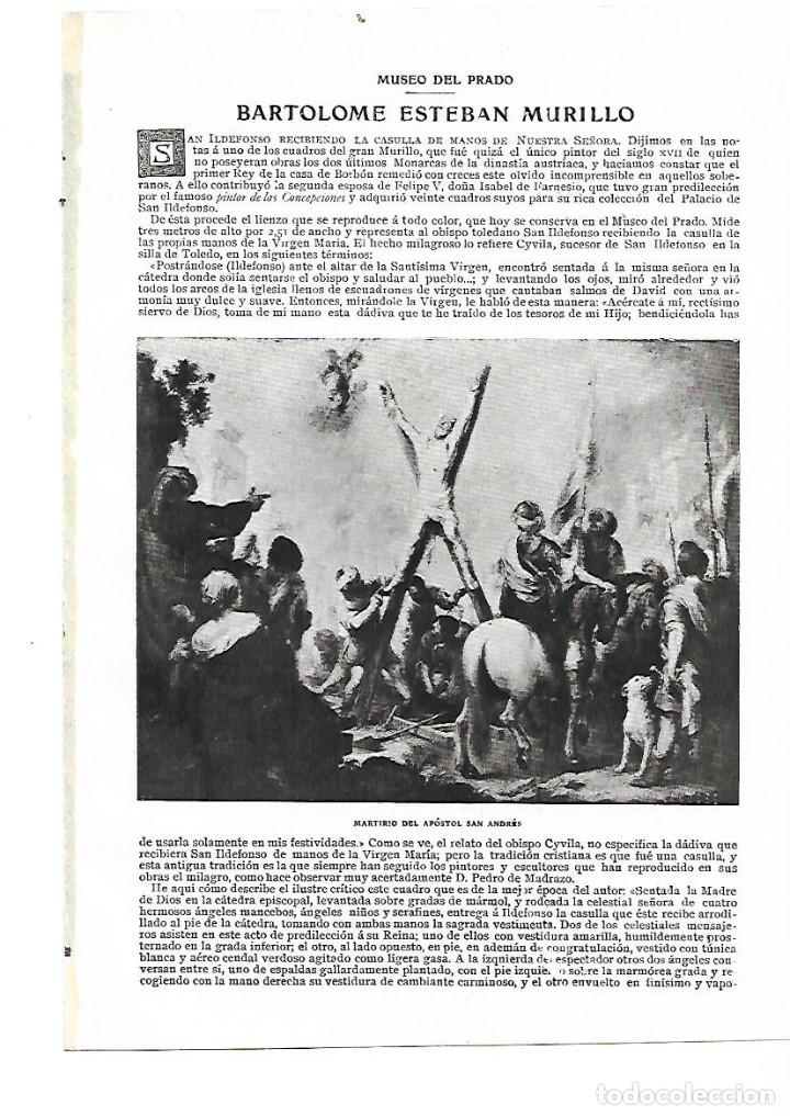 Coleccionismo: A&Ntilde;O 1909 RECORTE PRENSA PINTURA BARTOLOME ESTEBAN MURILLO MUSEO DEL PRADO SAN ILDEFONSO CASULLA