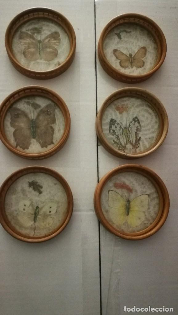 Coleccionismo: COLECCI&Oacute;N 6 POSAVASOS HONDOS DE MIMBRE CON MARIPOSAS