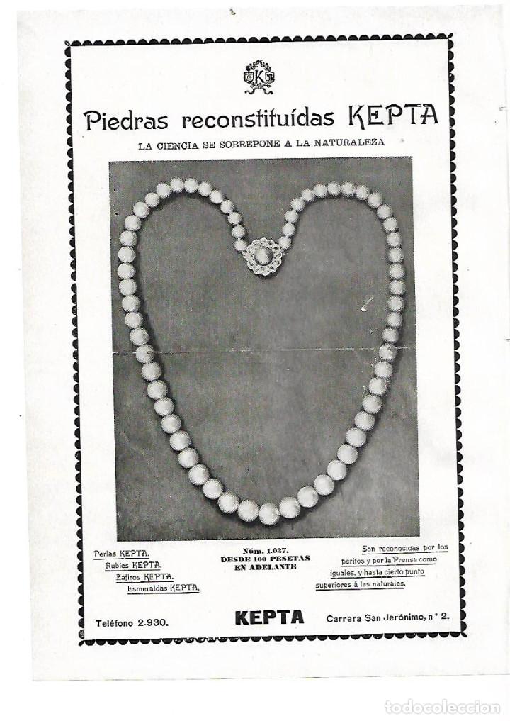 Collezionismo: A&Ntilde;O 1909 RECORTE PRENSA PUBLICIDAD PERLAS RECONSTITUIDAS KEPTA JOYAS COLLAR