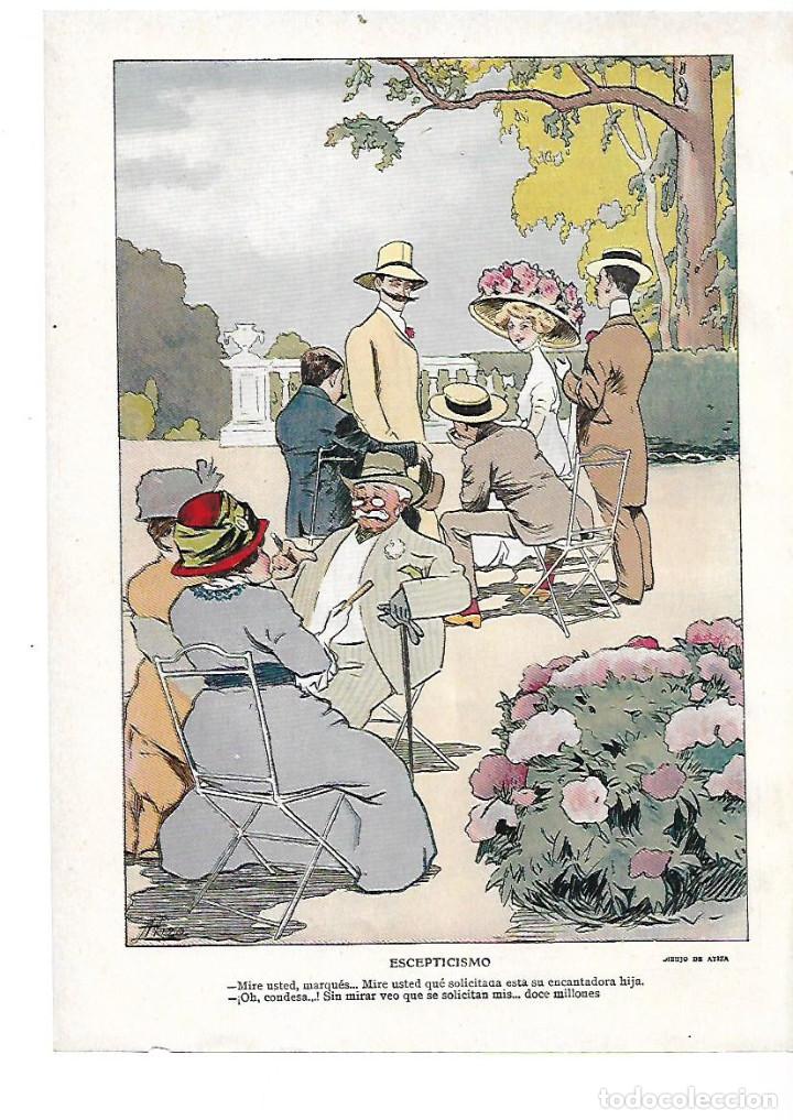 Collezionismo: A&Ntilde;O 1909 RECORTE PRENSA HUMOR DIBUJO COMIC CARICATURA ESCEPTICISMO POR ATIZA