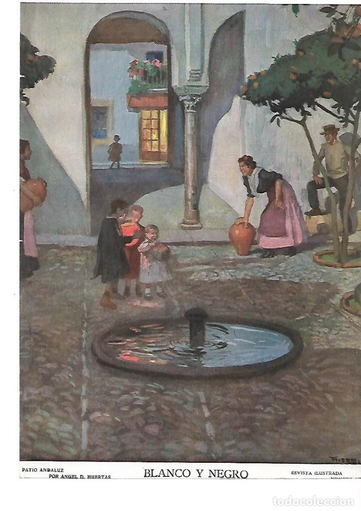 Collezionismo: A&Ntilde;O 1909 RECORTE PRENSA PINTURA DIBUJO PATIO ANDALUZ POR HUERTAS REPRODUCCION