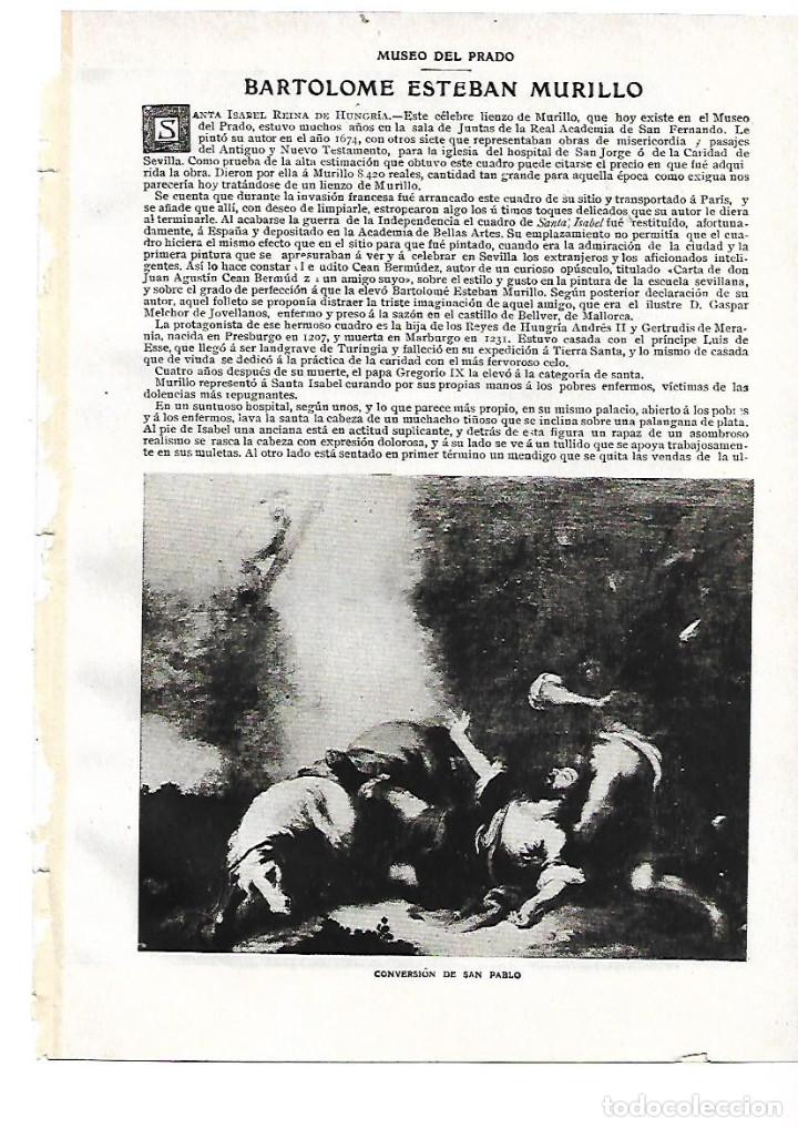 Coleccionismo: A&Ntilde;O 1909 RECORTE PRENSA PINTURA BARTOLOME ESTEBAN MURILLO MUSEO DEL PRADO SANTA ISABEL DE HUNGRIA