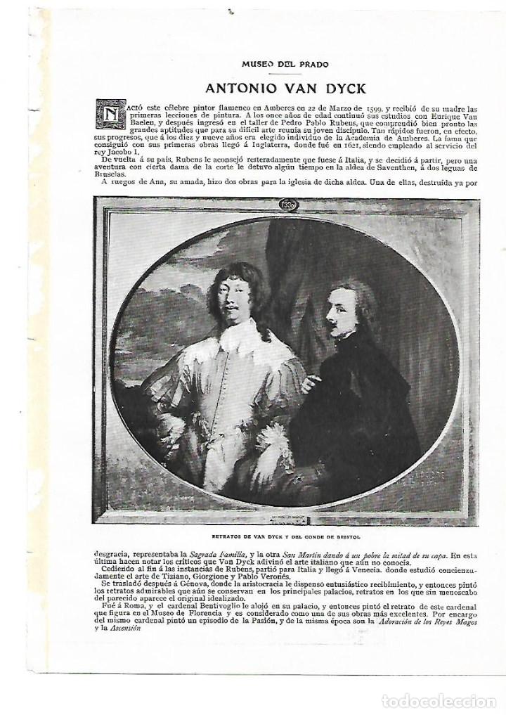 Coleccionismo: A&Ntilde;O 1909 RECORTE PRENSA PINTURA ANTONIO VAN DYCK EN EL MUSEO DEL PRADO VIRGEN DE LAS ANGUSTIAS