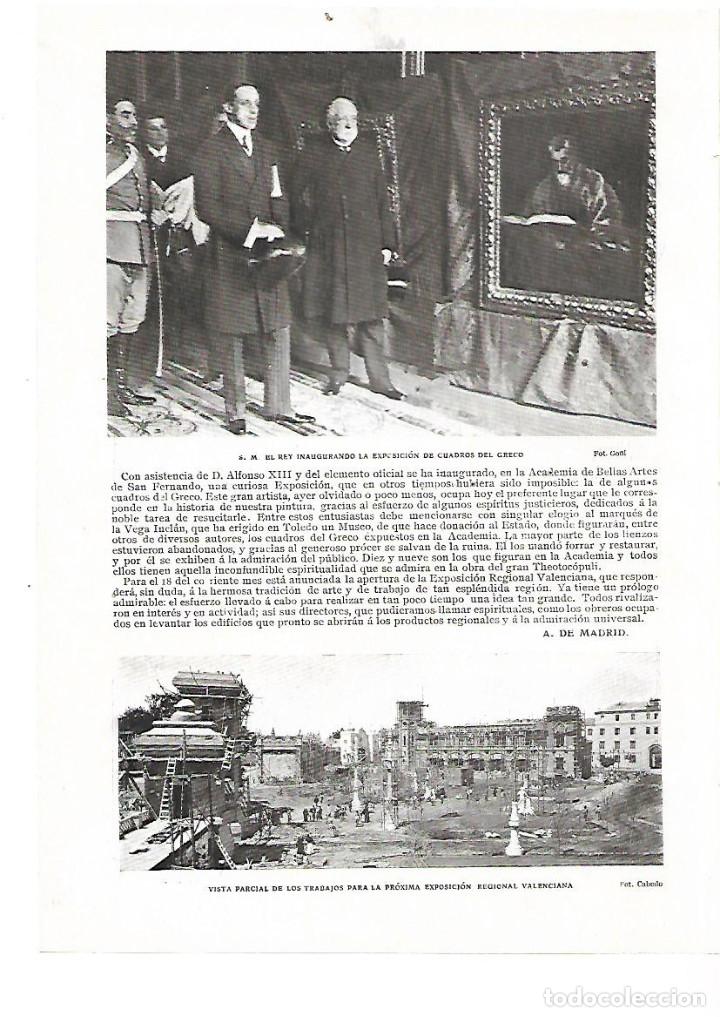 Collecting paper: A&Ntilde;O 1909 RECORTE PRENSA INAUGURACION PINTURA EL GRECO REY ALFONSO XIII SAN FERNANDO BELLAS ARTES