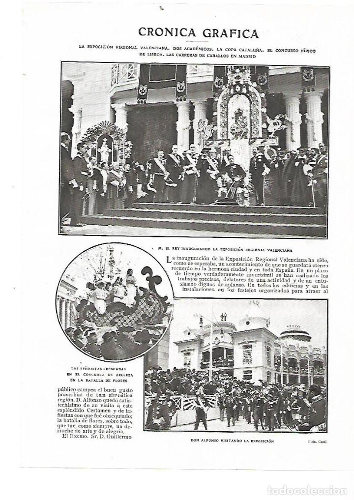 Collecting paper: A&Ntilde;O 1909 RECORTE PRENSA INAUGURACION EXPOSICION VALENCIA CON ASISTENCIA DEL REY ALFONSO XIII