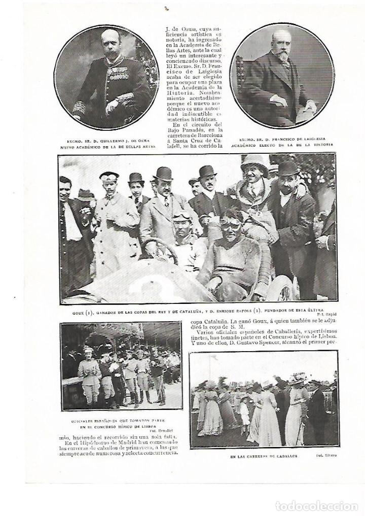 Sammelleidenschaft Papier: A&Ntilde;O 1909 RECORTE PRENSA DEPORTES AUTOMOVILISMO COPA DEL REY Y DE CATALU&Ntilde;A GOUX ENRIQUE RAFOLS