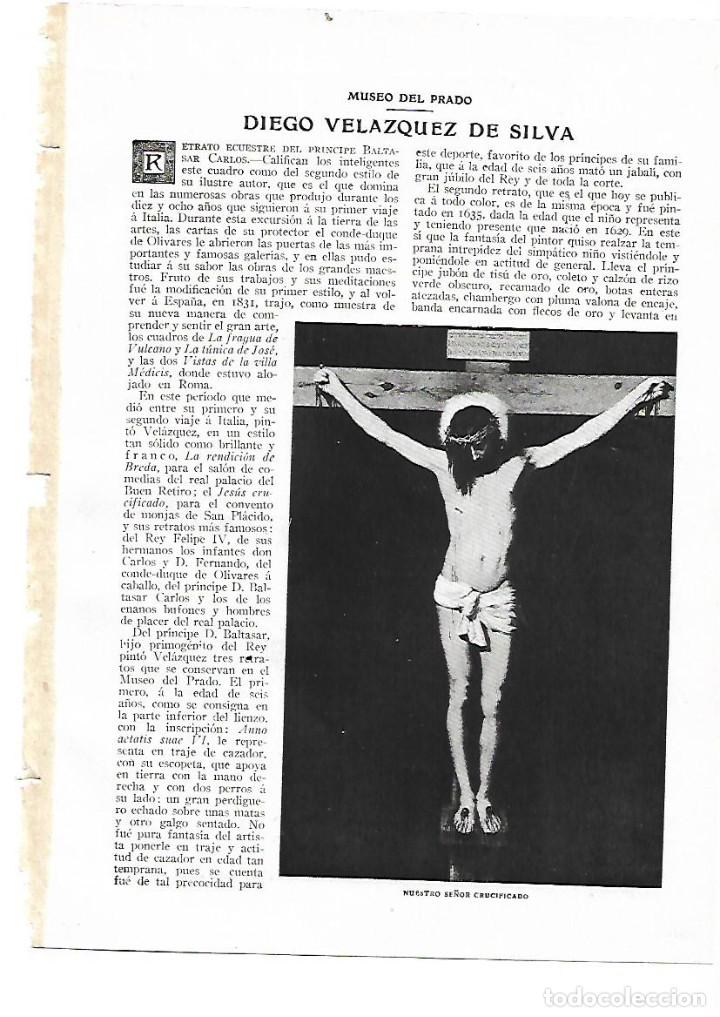 Coleccionismo: A&Ntilde;O 1909 RECORTE PRENSA PINTURA VELAZQUEZ MUSEO DEL PRADO RETRATO ECUESTRE PRINCIPE BALTASAR CARLOS