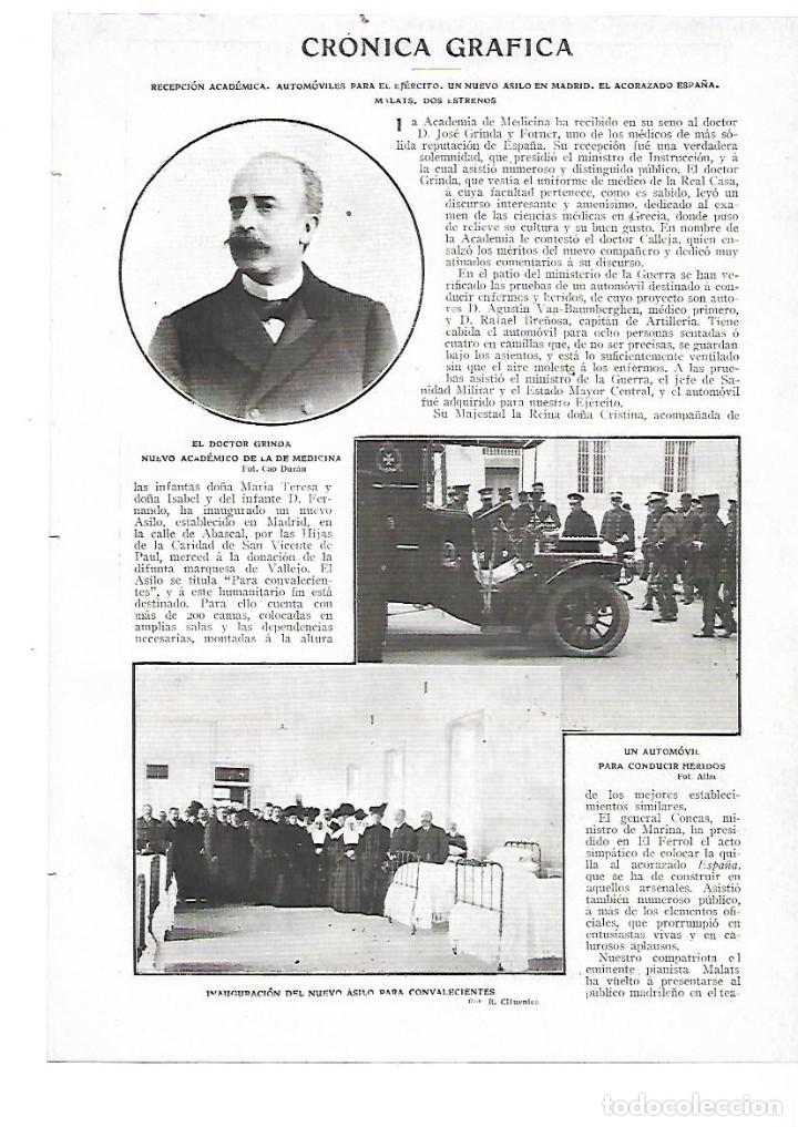 Sammelleidenschaft Papier: A&Ntilde;O 1909 RECORTE PRENSA MADRID INAUGURACION NUEVO ASILO PARA CONVALESCIENTES  CARIDAD