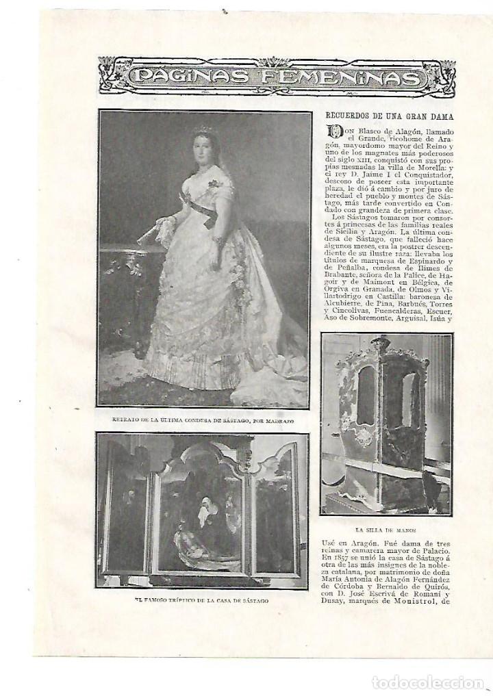 Collezionismo: A&Ntilde;O 1905 RECORTE PRENSA CASA DE SASTAGO ULTIMA CONDESA PALACIO TAPICES SILLA DE MANO MADRAZO