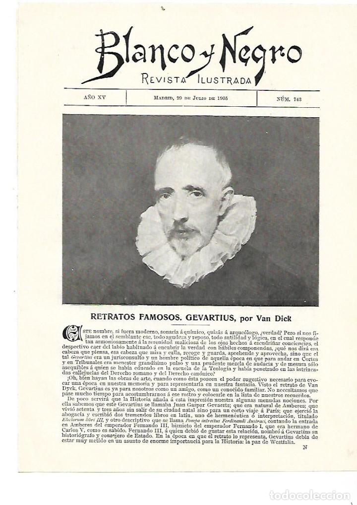 Collecting paper: A&Ntilde;O 1905 RECORTE PRENSA PINTURA VAN DYCK RETRATO GERVARTIUS