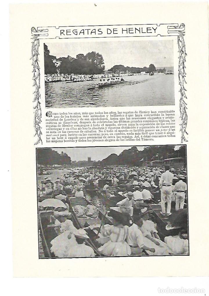 Collecting paper: A&Ntilde;O 1905 RECORTE PRENSA LAS REGATAS DE HENLEY LONDRES TAMESIS REMO
