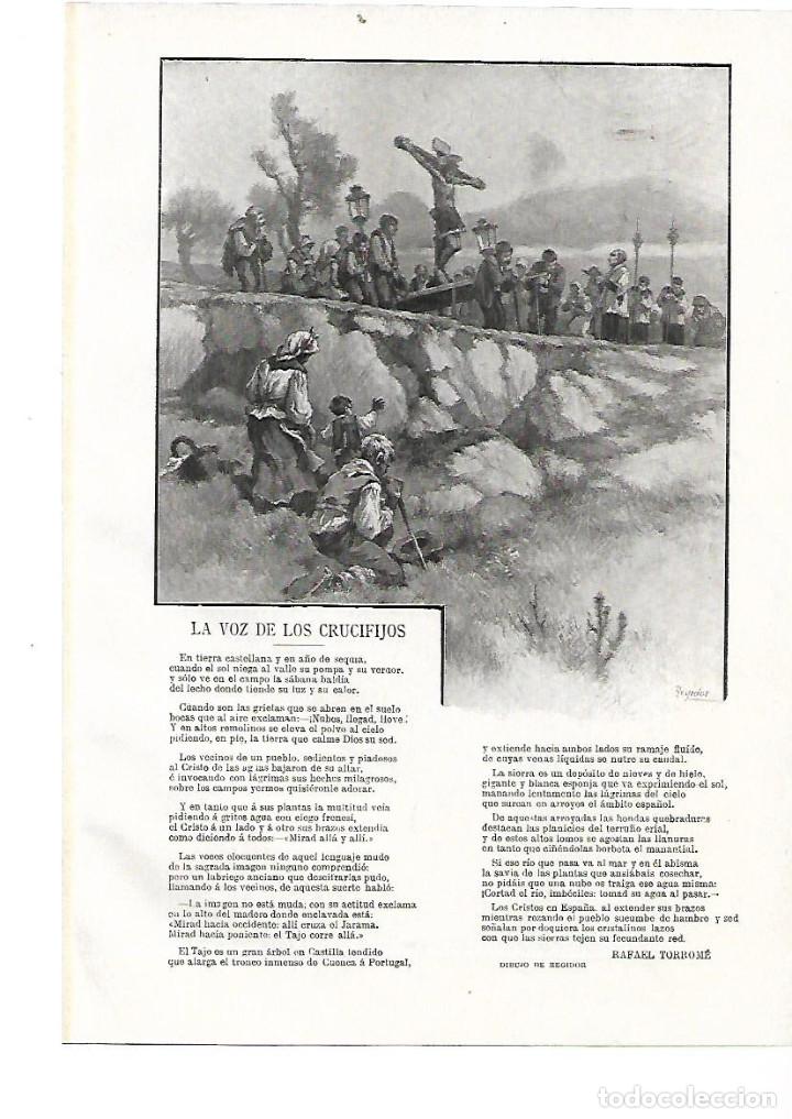 Collectionnisme: A&Ntilde;O 1905 RECORTE PRENSA POESIA LA VOZ DE LOS CRUCIFIJOS POR RAFAEL TORROME DIBUJO DE REGIDOR