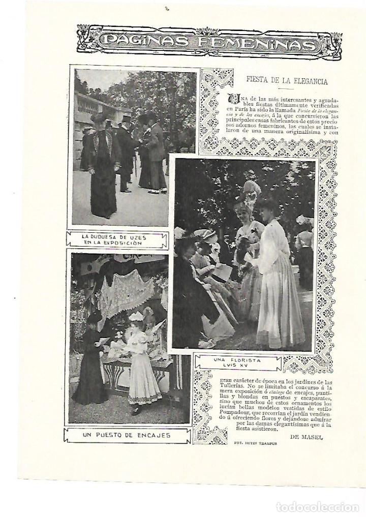 Collecting paper: A&Ntilde;O 1905 RECORTE PRENSA PARIS JARDIN TUILERIES FIESTA DE LA ELEGANCIA Y LOS ENCAJES MODA