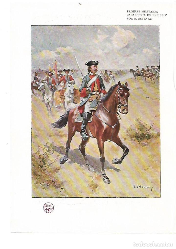 Colecionismo: A&Ntilde;O 1905 RECORTE PRENSA PINTURA DIBUJO CABALLERIA FELIPE V POR ESTEVAN LAMINA EJERCITO MILITAR
