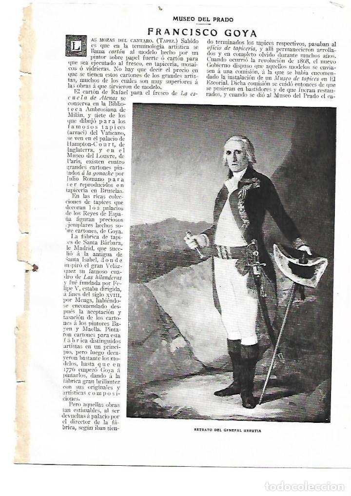 Coleccionismo: A&Ntilde;O 1909 RECORTE PRENSA PINTURA GOYA MUSEO DEL PRADO GENERAL URRUTIA MOZAS DEL CANTARO