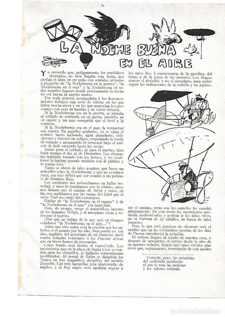 Colecionismo: A&Ntilde;O 1909 RECORTE PRENSA RELATO LA NOCHEBUENA EN EL AIRE POR LUIS DE TAPIA HUMOR DIBUJO