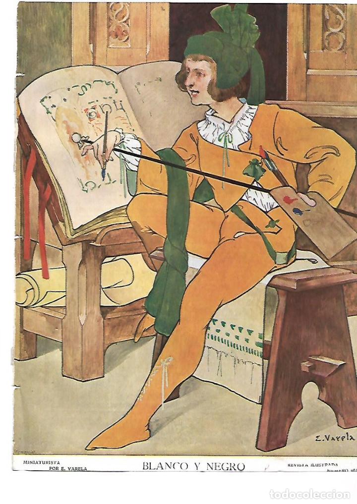 Collecting paper: A&Ntilde;O 1909 RECORTE PRENSA PINTURA DIBUJO MINIATURISTA POR VARELA LAMINA REPRODUCCION