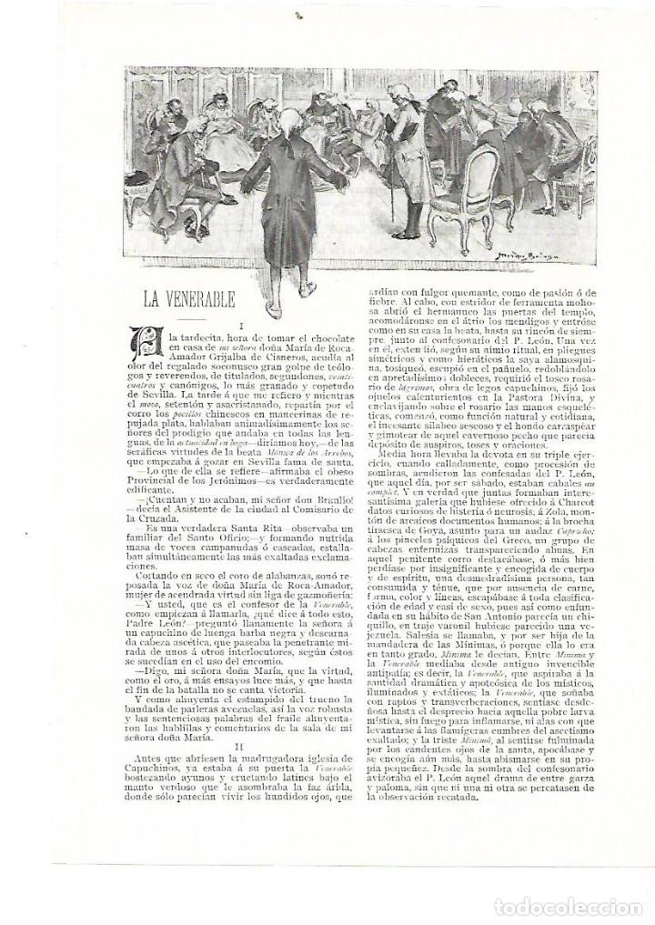 Collectionnisme: A&Ntilde;O 1905 RECORTE PRENSA RELATO CORTO LA VENERABLE BLANCA DE LOS RIOS LAMPEREZ DIBUJO MENDEZ BRINGA