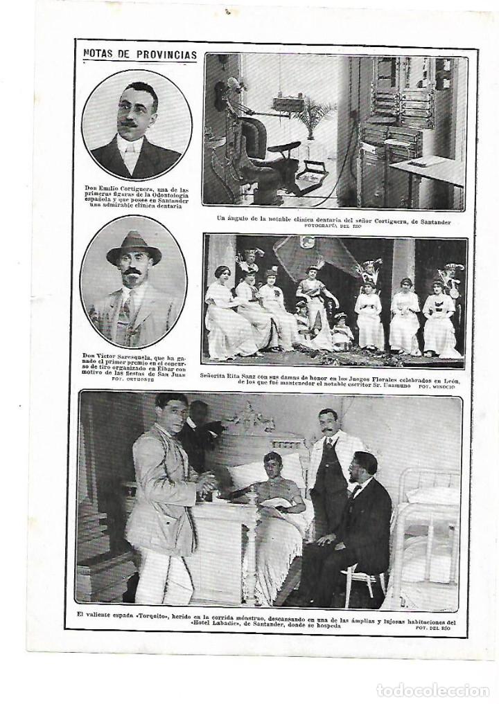 Colecionismo: A&Ntilde;O 1913 RECORTE PRENSA TORERO TORQUITO HERIDO EN LA HABITACION HOTEL LABADIE DE SANTANDER