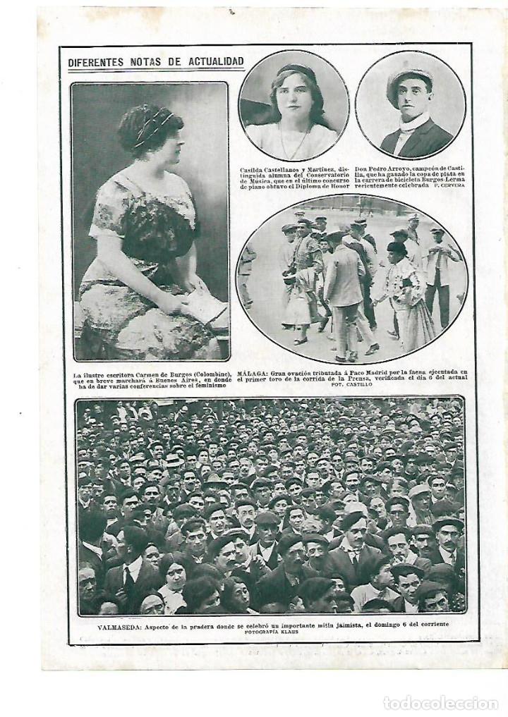 Collecting paper: A&Ntilde;O 1913 RECORTE PRENSA CARMEN DE BURGOS COLOMBINE ESCRITORA CONFERENCIAS FEMINISMO