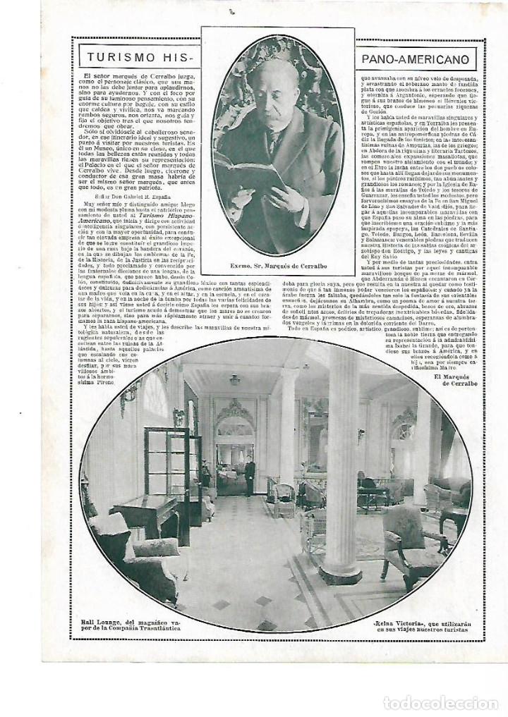 Collectionnisme: A&Ntilde;O 1913 RECORTE PRENSA TURISMO HALL LOUNGE VAPOR REINA VICTORIA COMPA&Ntilde;IA TRASATLANTICA