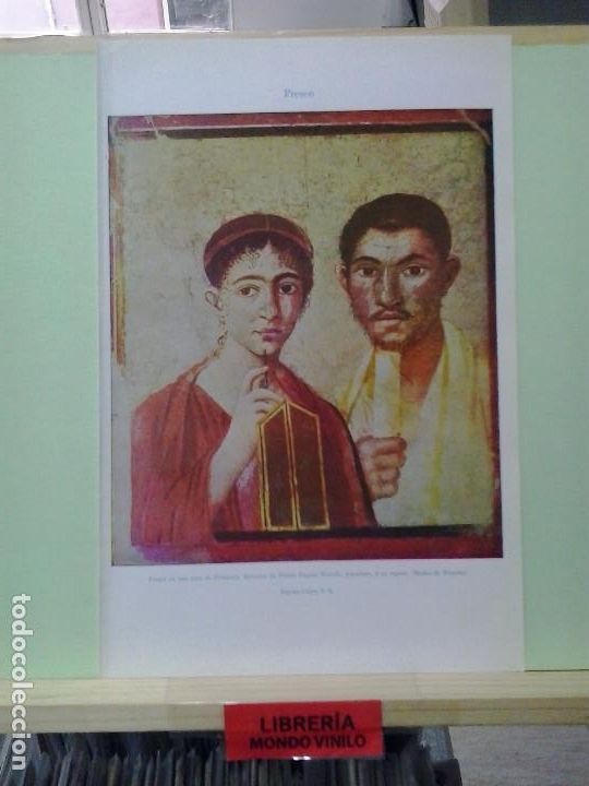 Coleccionismo: LMV - L&aacute;mina, fresco en una casa de Pompeya, 16x24 cm