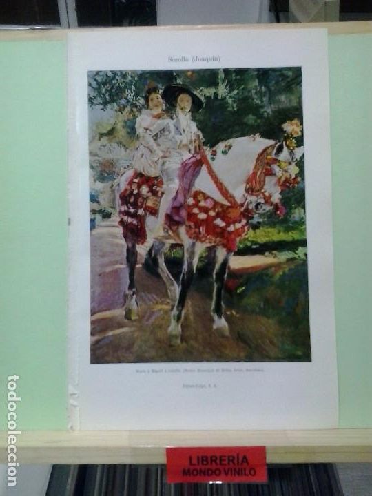 Coleccionismo: LMV - L&aacute;mina, Mar&iacute;a y Miguel a caballo, Joaquin Sorolla, 24x16 cm