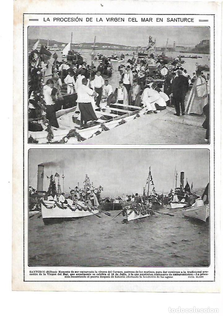 Collecting paper: A&Ntilde;O 1913 RECORTE PRENSA PROCESION DE LA VIRGEN DEL MAR EN SANTURCE BARCAS