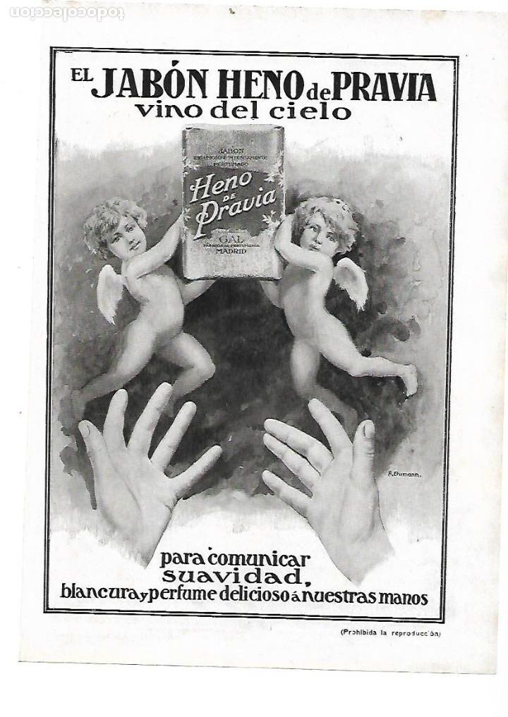 Sammelleidenschaft Papier: A&Ntilde;O 1913 RECORTE PRENSA PUBLICIDAD PASTILLA DE JABON HENO DE PRAVIA PERFUMERIA GAL MADRID