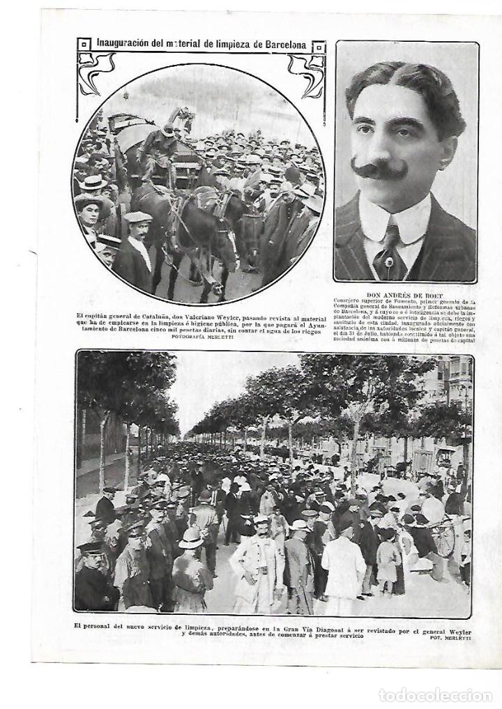 Colecionismo: &Ntilde;O 1913 RECORTE PRENSA INAUGURACION SERVICIO MATERIAL LIMPIEZA DE BARCELONA VALERIANO WEYLER DE BOET