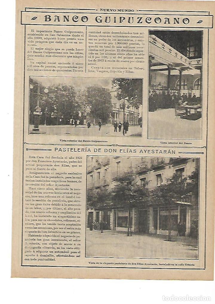Collecting paper: A&Ntilde;O 1913 RECORTE PRENSA PASTELERIA DE DON ELIAS AYESTARAN SAN SEBASTIAN