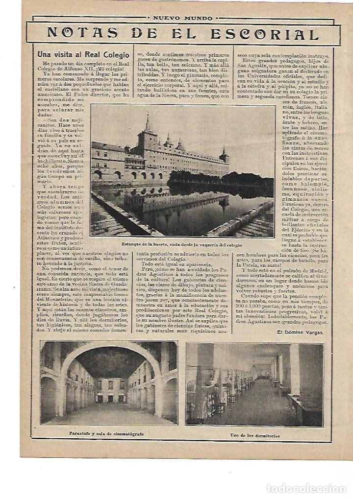 Collecting paper: A&Ntilde;O 1913 RECORTE PRENSA EL REAL COLEGIO DE EL ESCORIAL