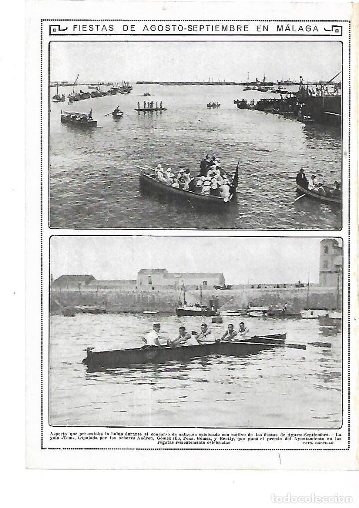Coleccionismo: A&Ntilde;O 1913 RECORTE PRENSA MALAGA FIESTAS DE AGOSTO SEPTIEMBRE REGATAS CANOAS REMO YOLA TOM