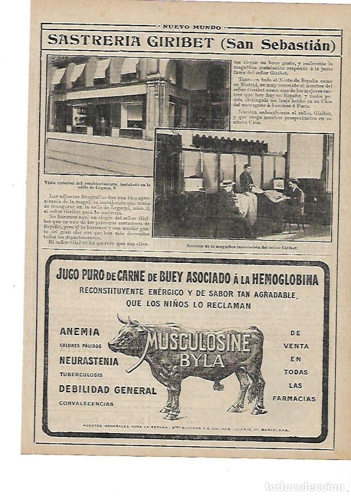Collectionnisme: A&Ntilde;O 1913 RECORTE PRENSA SASTRERIA GIRIBERT SAN SEBASTIAN