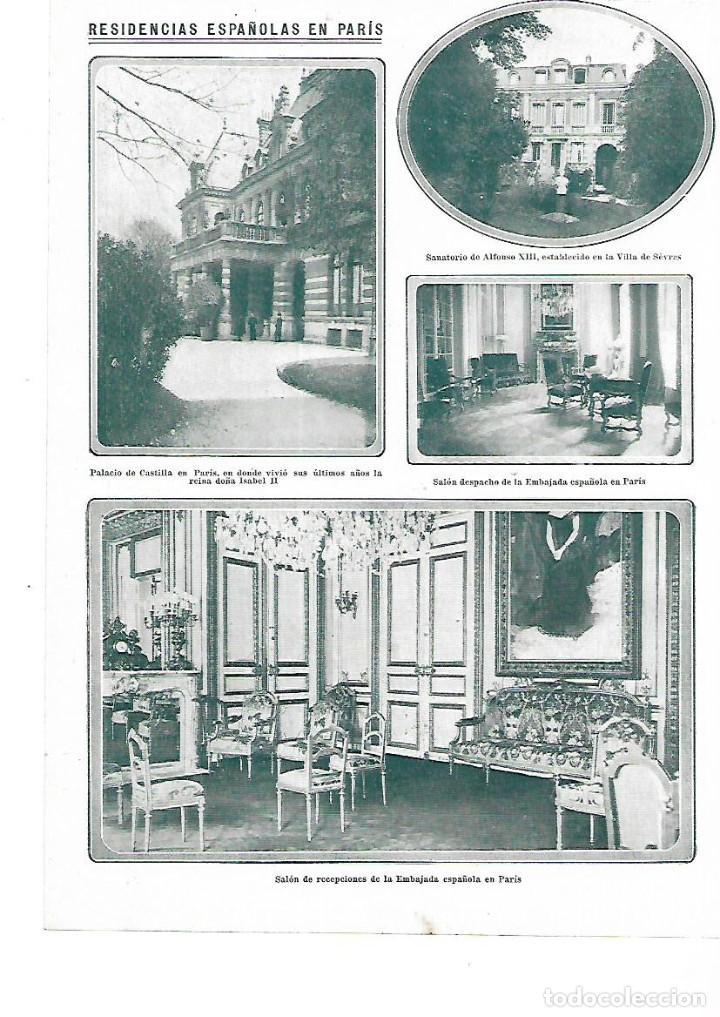 Collecting paper: A&Ntilde;O 1913 RECORTE PRENSA RESIDENCIAS ESPA&Ntilde;OLAS EN PARIS EMBAJADA PALACIO DE CASTILLA