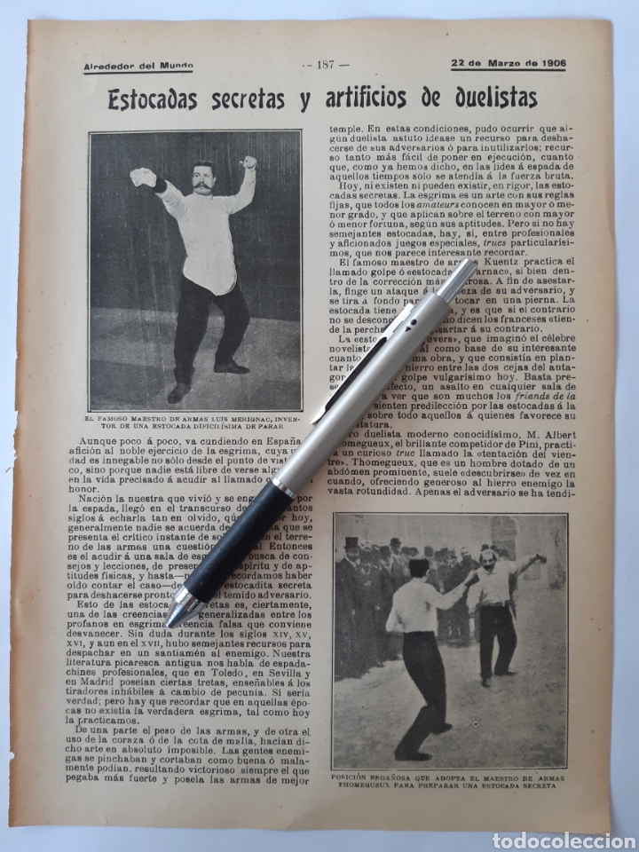 Coleccionismo: Estocadas secretas y artificios de duelo. Esgrima / Museo del pan. 1906
