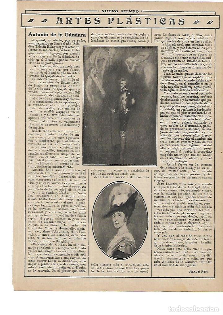Colecionismo: A&Ntilde;O 1913 RECORTE PRENSA PINTURA PINTOR ANTONIO DE LA GANDARA