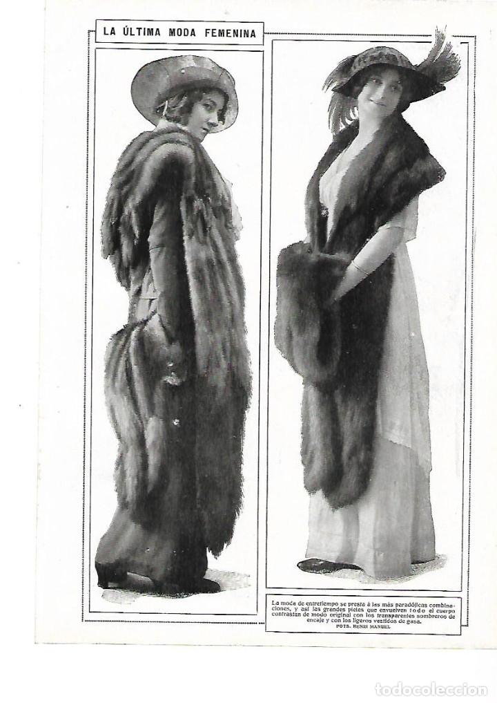 Collecting paper: A&Ntilde;O 1913 RECORTE PRENSA MUJER MODA FEMENINA PIELES VESTIDO GASA SOMBRERO
