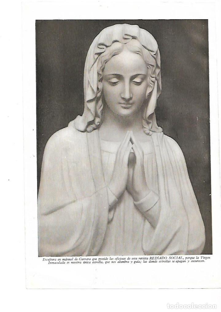 Collecting paper: A&Ntilde;O 1950 RECORTE PRENSA RELIGION LAMINA ESCULTURA EN MARMOL DE CARRARA VIRGEN INMACULADA