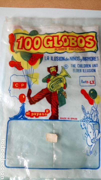 Coleccionismo: ANTIGUA Y COLORIDA BOLSA DE 100 GLOBOS EL PAYASO. - Foto 1