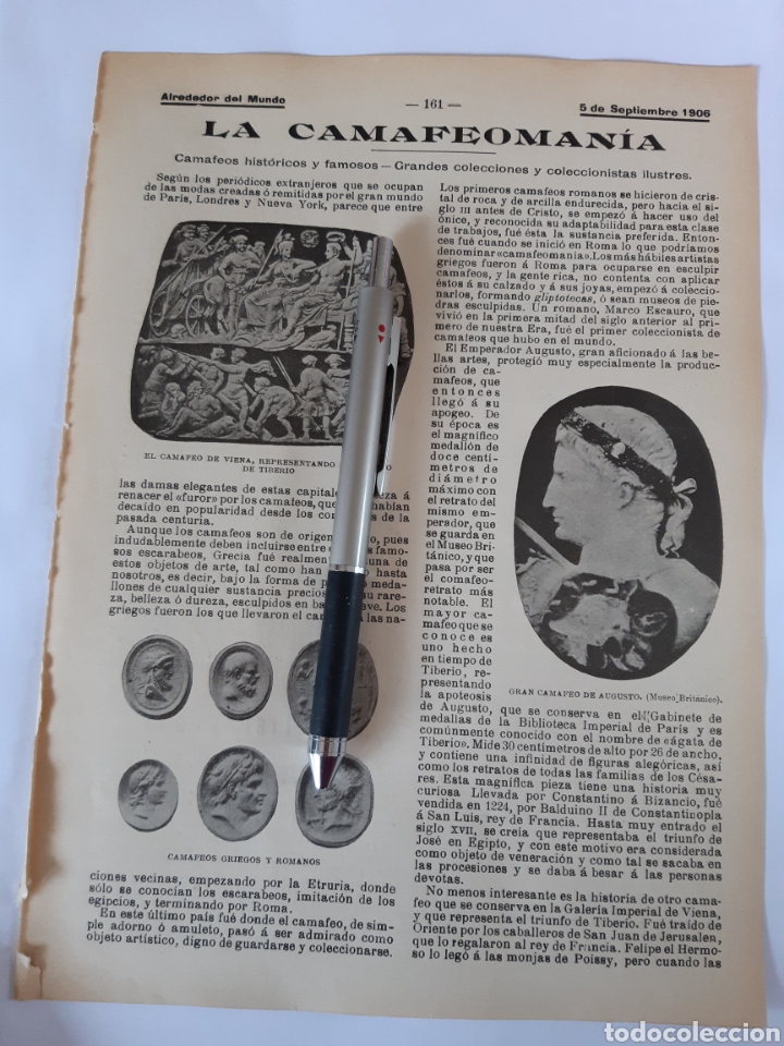 Coleccionismo: La camafeoman&iacute;a. Camafeos hist&oacute;ricos y famosos, colecciones. 1906