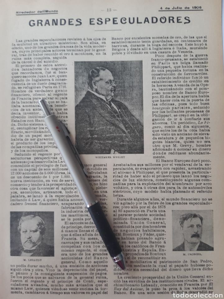 Coleccionismo: Grandes especuladores, Whitaker Wright, M. Cronier / Sellos rar&iacute;simos / Cuerdas de violin . 1906