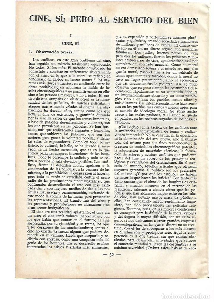 Collecting paper: A&Ntilde;O 1951 RECORTE PRENSA LA IGLESIA Y EL CINE POR ANTONIO GARCIA FIGAR PAPEL DEL CINE
