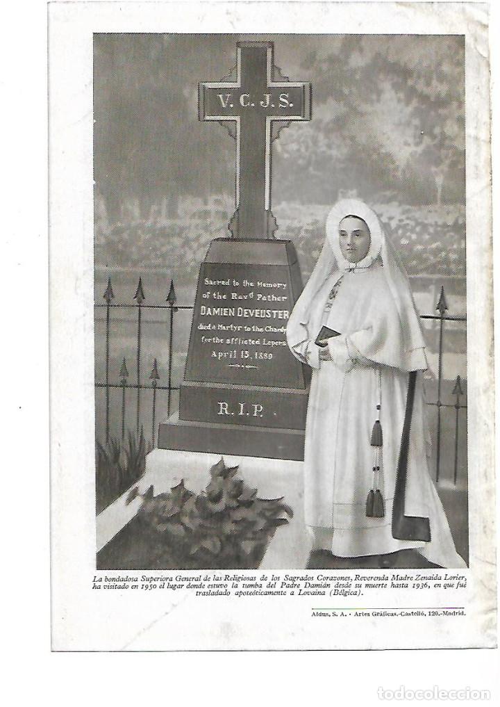 Collectionnisme: A&Ntilde;O 1951 RECORTE PRENSA REVERENDA MADRE ZENAIDA LORIER TUMBA PADRE DAMIAN LOVAINA